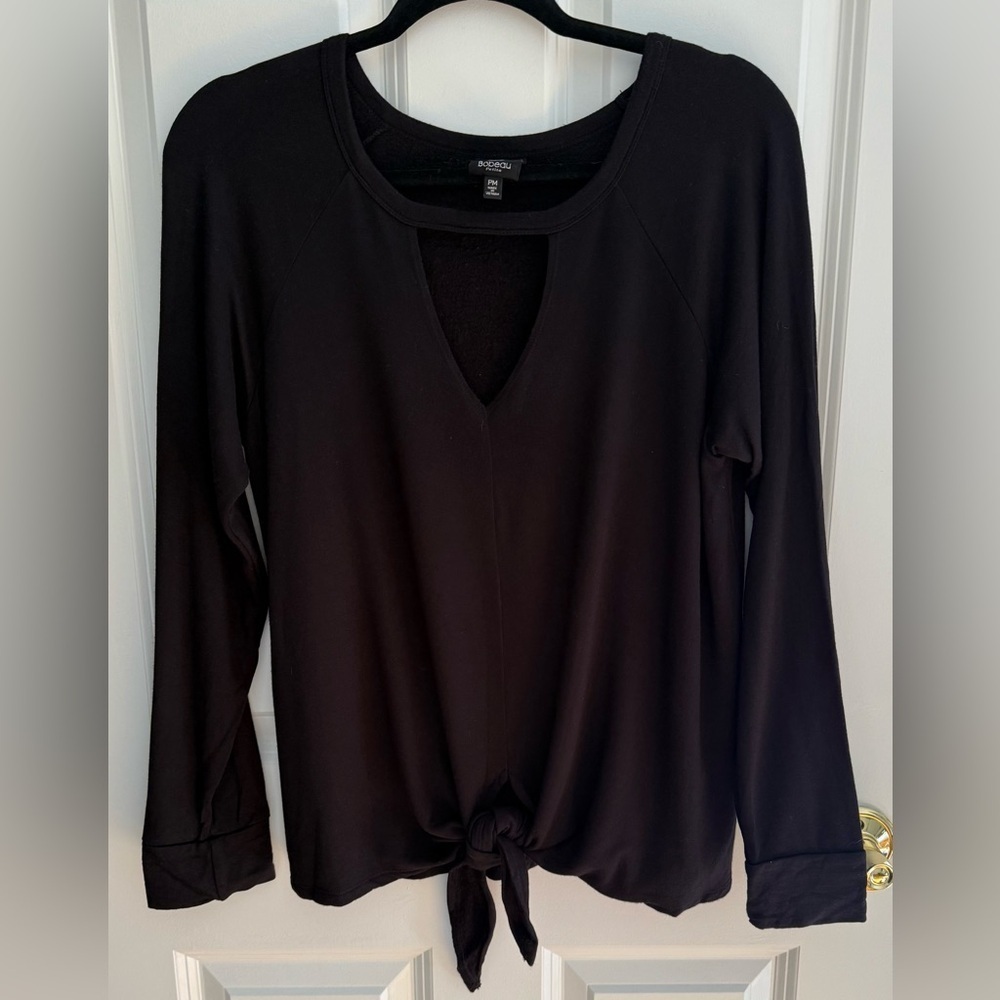Bobeau Black Tie Front Sweatshirt Size Petite Medium